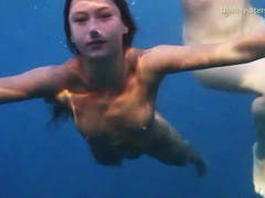 LibertyPorno presents: See lean naked bodies underwater in ocean