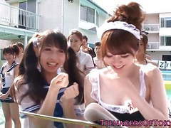 LibertyPorno presents: Cosplay teens cockriding at pool party