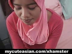 LibertyPorno presents: Asian amateur in head scarf sucks then fucks
