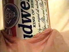 LibertyPorno presents: Extreme object insertion using a budweiser beer can