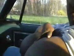 LibertyPorno presents: Black bbw with big tits sucking dick in a car.