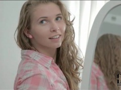 LibertyPorno presents: Teen beauty with curly hair blows him
