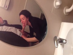 LibertyPorno presents: Homemade bathroom blowjob from beautiful wife