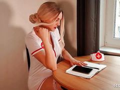 LibertyPorno presents: German nurse lauren help guy with sex to get a sperm sample