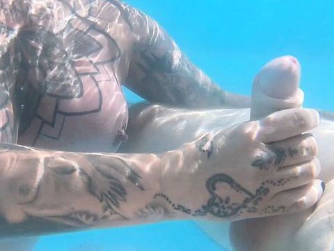 LibertyPorno presents: Underwater bj pool fun with the creampies