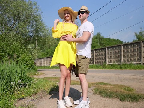 LibertyPorno presents: Blonde novella night gets fucked from behind in public - hd