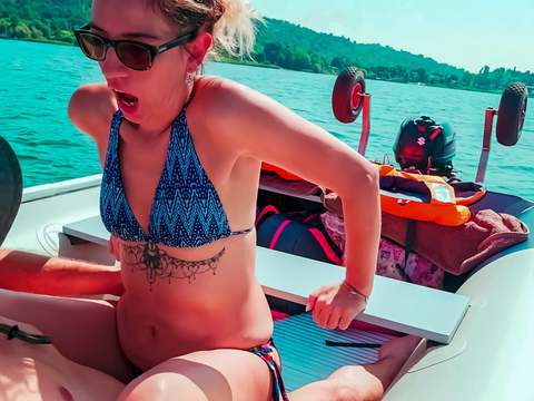 LibertyPorno presents: Wife gets fucked on a boat and gets a creampie from her husband's best friend