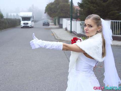 LibertyPorno presents: Shock content sexy bride fucks random van driver on marriage day