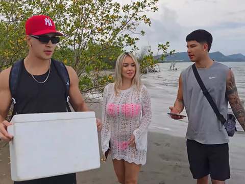 LibertyPorno presents: Threesome on the beach with stepbrothers - danner mendez - tatiana alvarez - max betancur