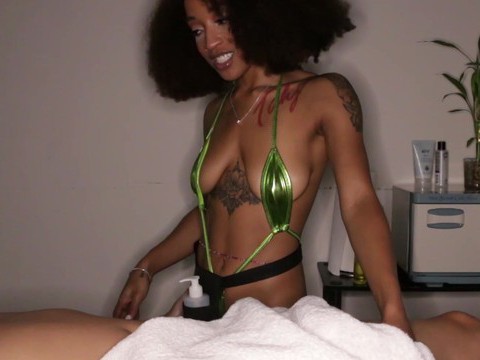 LibertyPorno presents: Tattooed ebony with natural tits sucking a hard dick - mena
