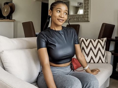 LibertyPorno presents: Amateur ebony model tricked to suck white cock at couch casting call