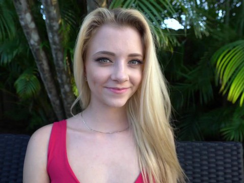LibertyPorno presents: Blonde neighbor riley star wants into the pool and offers her pussy