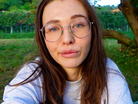 LibertyPorno presents: Alone? outside on the fields i presnet my huge labia teen pussy and clit