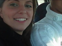LibertyPorno presents: Gf licks his cock in the car