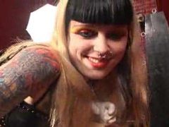 LibertyPorno presents: Chick in leather pants strapon fucks him