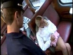 LibertyPorno presents: Girl fucked by two guys on rail car
