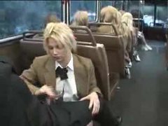LibertyPorno presents: Naughty schoolgirl suck and stroke on the bus