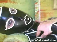 LibertyPorno presents: Hot rubber babe in her costume
