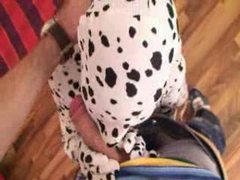 LibertyPorno presents: Girl in fully spandex suit playing with him