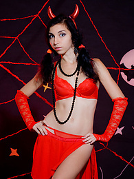 LibertyPorno presents: Only one look in the eyes of this fantastic slim teen will tell that she is a little devil inside. No further costume is needed.