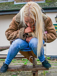 LibertyPorno presents: Blond hungarian cutie Kiara Lord strips and presents her amazing boobs and ass outdoors