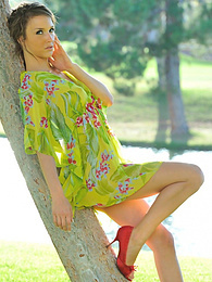 LibertyPorno presents: Beautiful american cutie Malena Morgan flaunts her sexy butt and plays with a vibrator outdoors